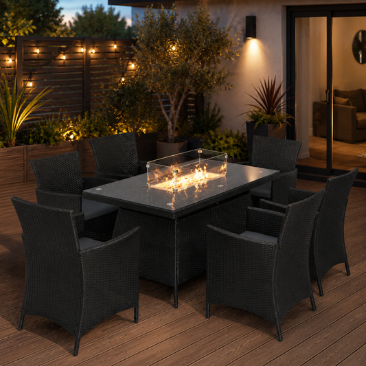 The Geneva 7-Piece Fire Pit Dining Set