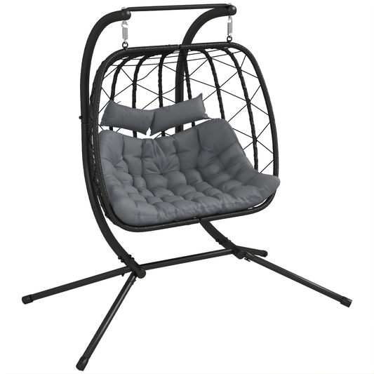 The Marbella Double Hanging Cocoon in Midnight Black & Slate Grey