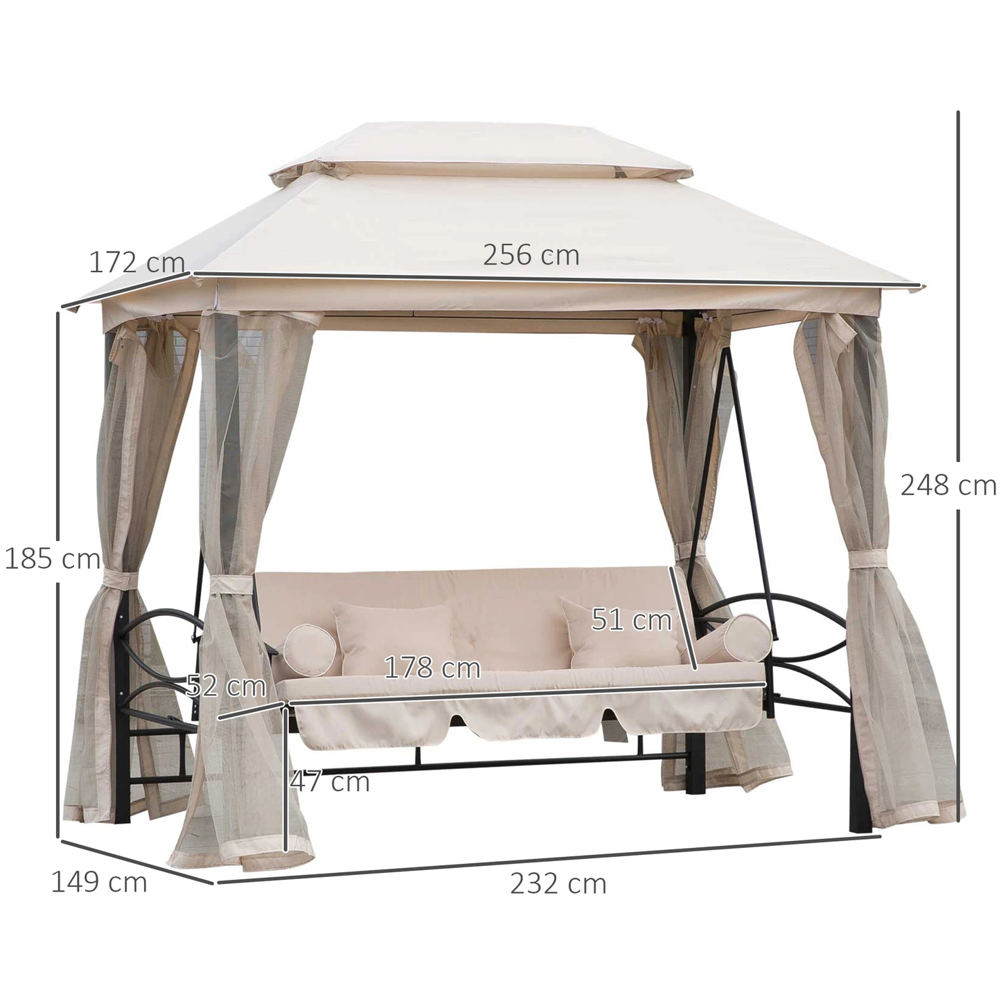 The Portofino Luxury Gazebo Daybed in Cream White