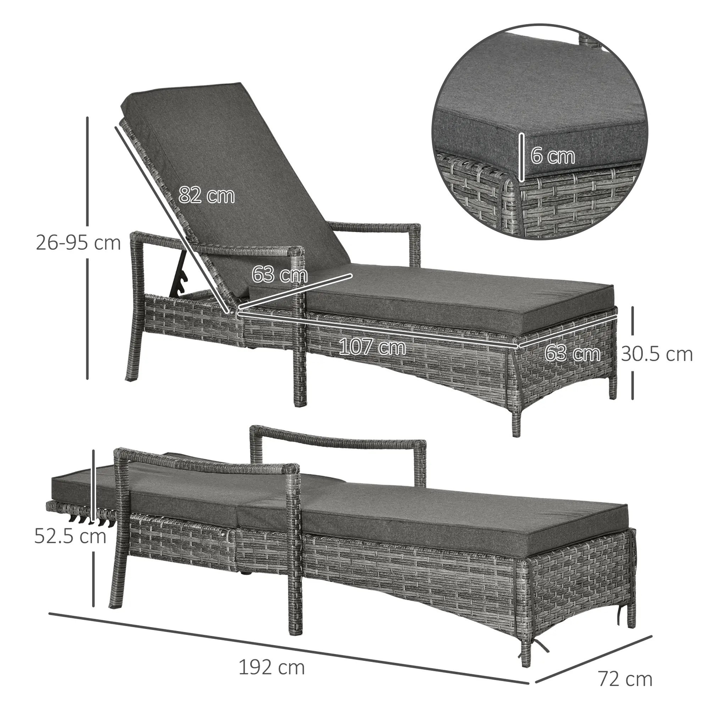 The Sorrento Stationary Sun Lounger in Mixed Grey