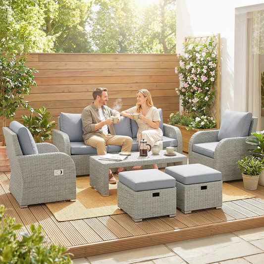 The Sorrento 6-Piece Reclining Lounge Set in Slate Grey