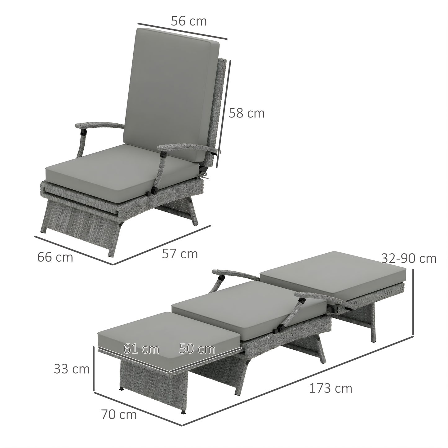 The Verona Modular 2-Piece Lounger Set in Light Grey