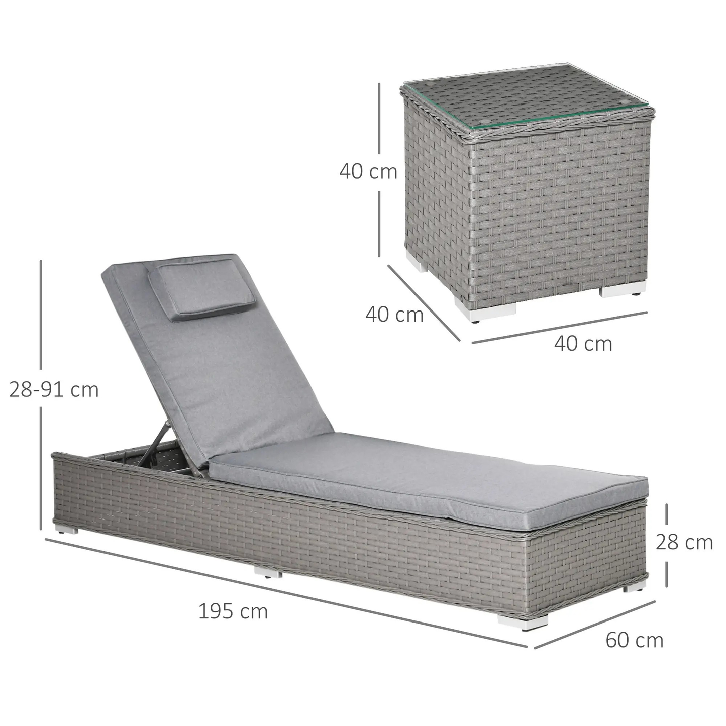The Amalfi 3-Piece Rattan Sun Lounger Set in Slate Grey