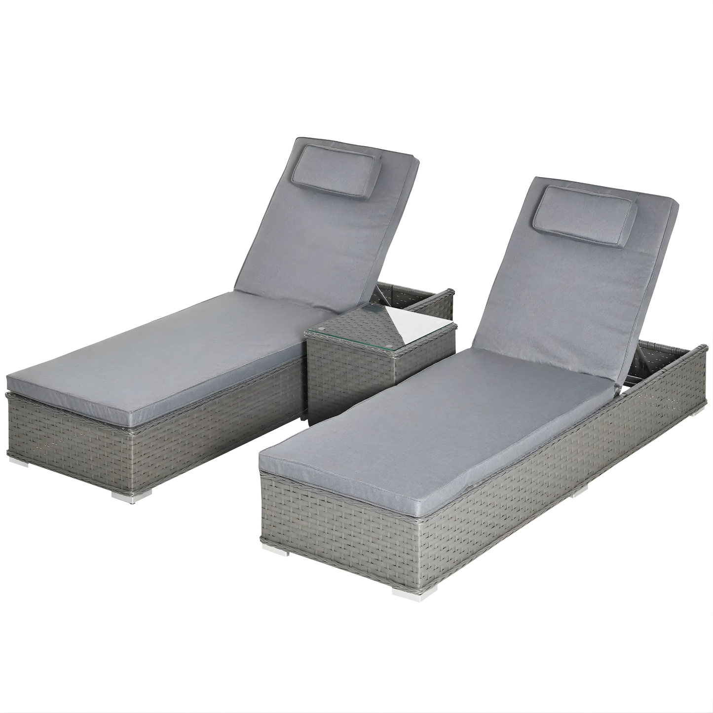 The Amalfi 3-Piece Rattan Sun Lounger Set in Slate Grey