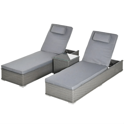 The Amalfi 3-Piece Rattan Sun Lounger Set in Slate Grey