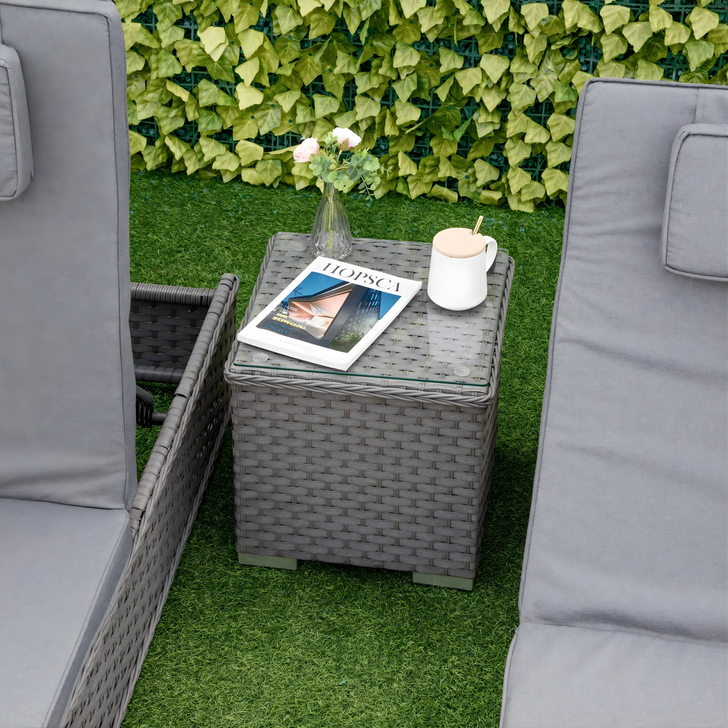 The Amalfi 3-Piece Rattan Sun Lounger Set in Slate Grey