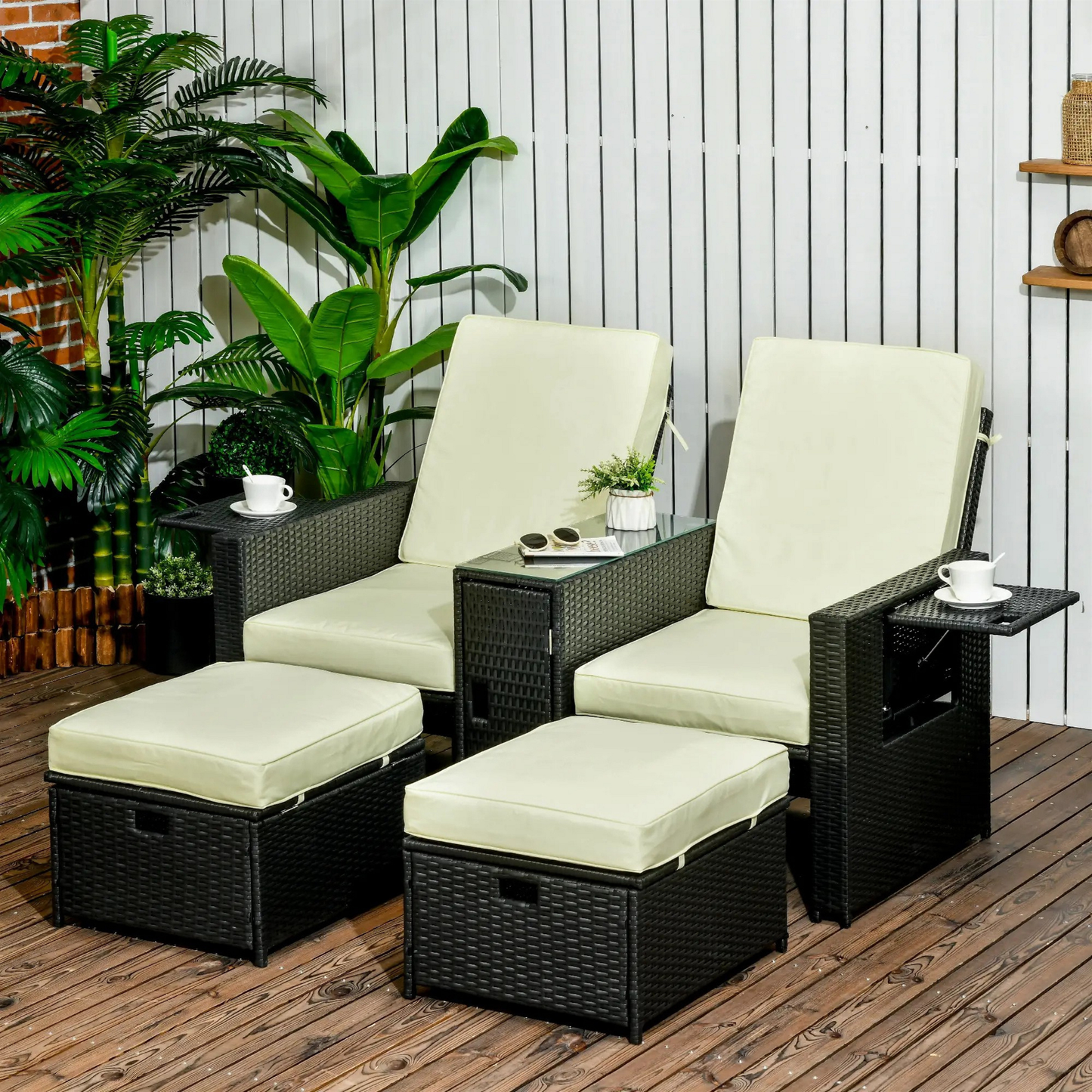 The Amalfi 5-Piece Reclining Lounger Set in Black