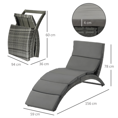 The Amalfi Ergonomic Folding Lounger in Slate Grey