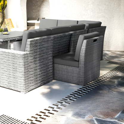 The Amalfi Grand Modular: 7-Piece Rising Table Sectional in Arctic Grey