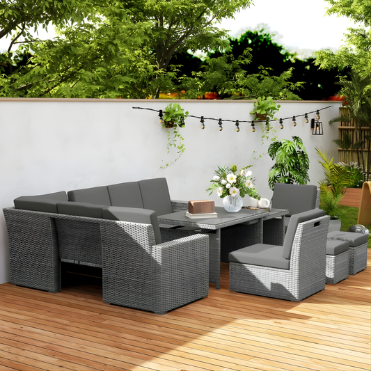 The Amalfi Grand Modular: 7-Piece Rising Table Sectional in Arctic Grey