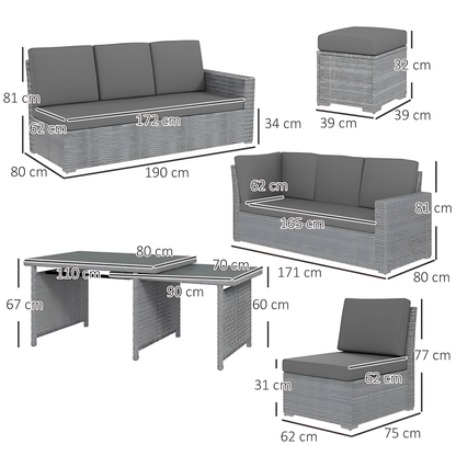 The Amalfi Grand Modular: 7-Piece Rising Table Sectional in Arctic Grey
