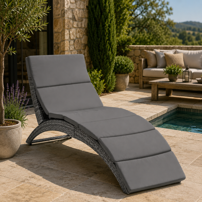 The Amalfi Ergonomic Folding Lounger in Slate Grey