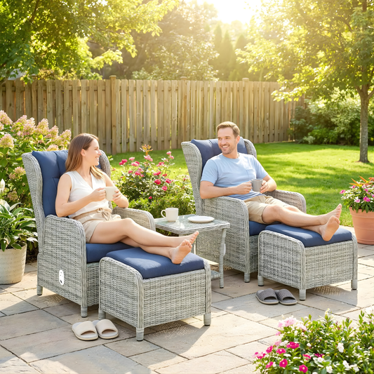 The Cornwall 5-Piece Reclining Companion Set in Dove Grey & Navy