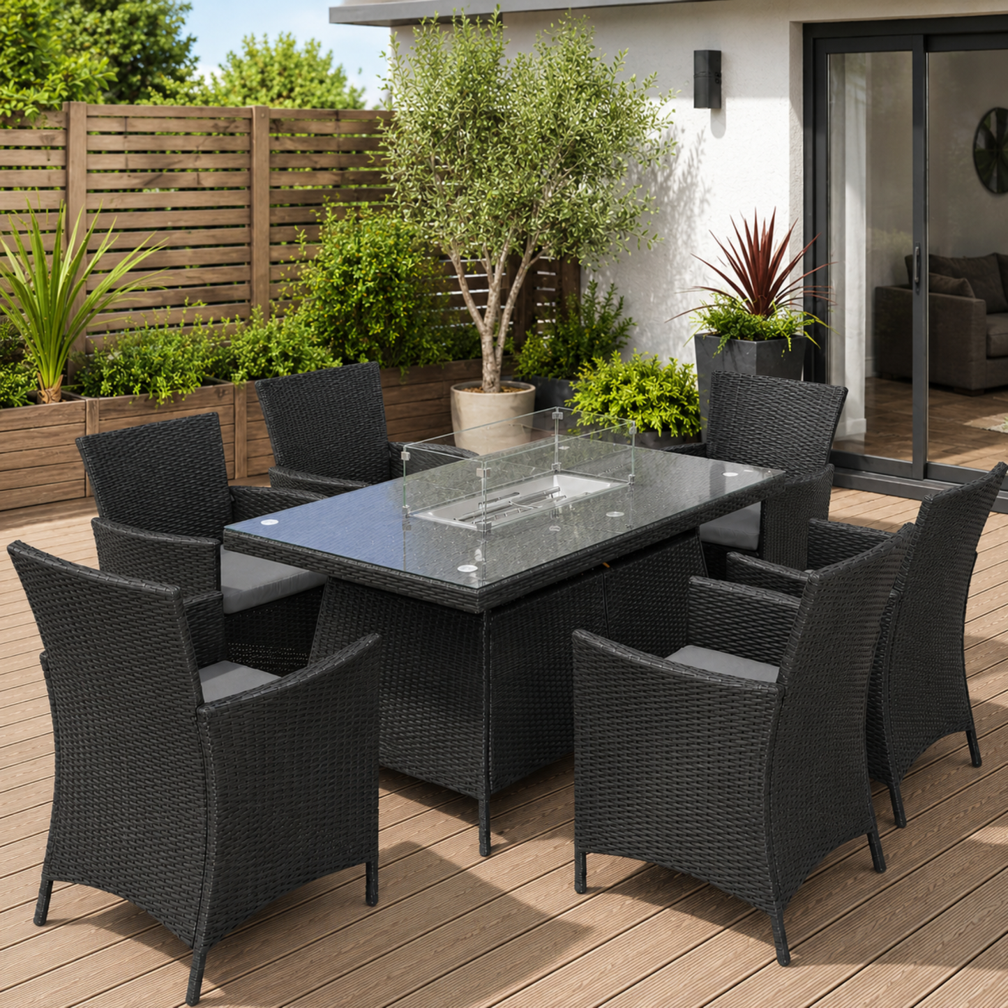 The Geneva 7-Piece Fire Pit Dining Set