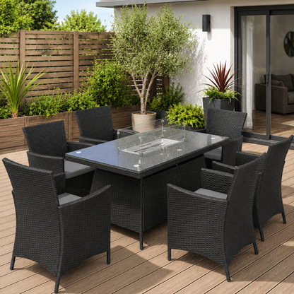 The Geneva 7-Piece Fire Pit Dining Set
