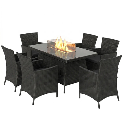 The Geneva 7-Piece Fire Pit Dining Set