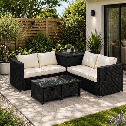 The Ibiza 4-Seater Rattan Storage Corner Set