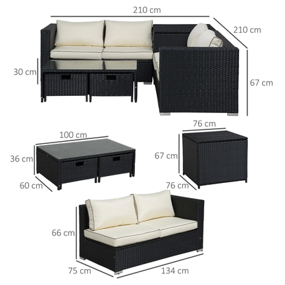 The Ibiza 4-Seater Rattan Storage Corner Set