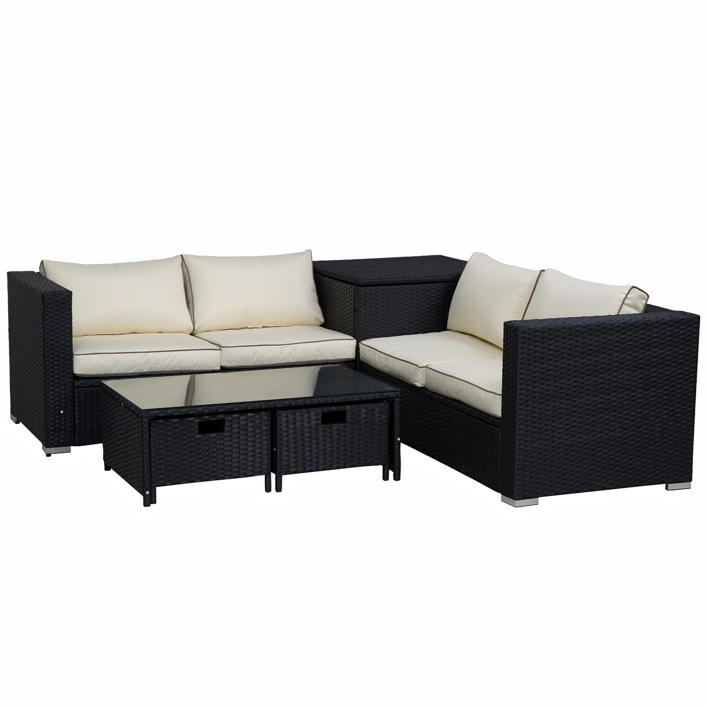 The Ibiza 4-Seater Rattan Storage Corner Set