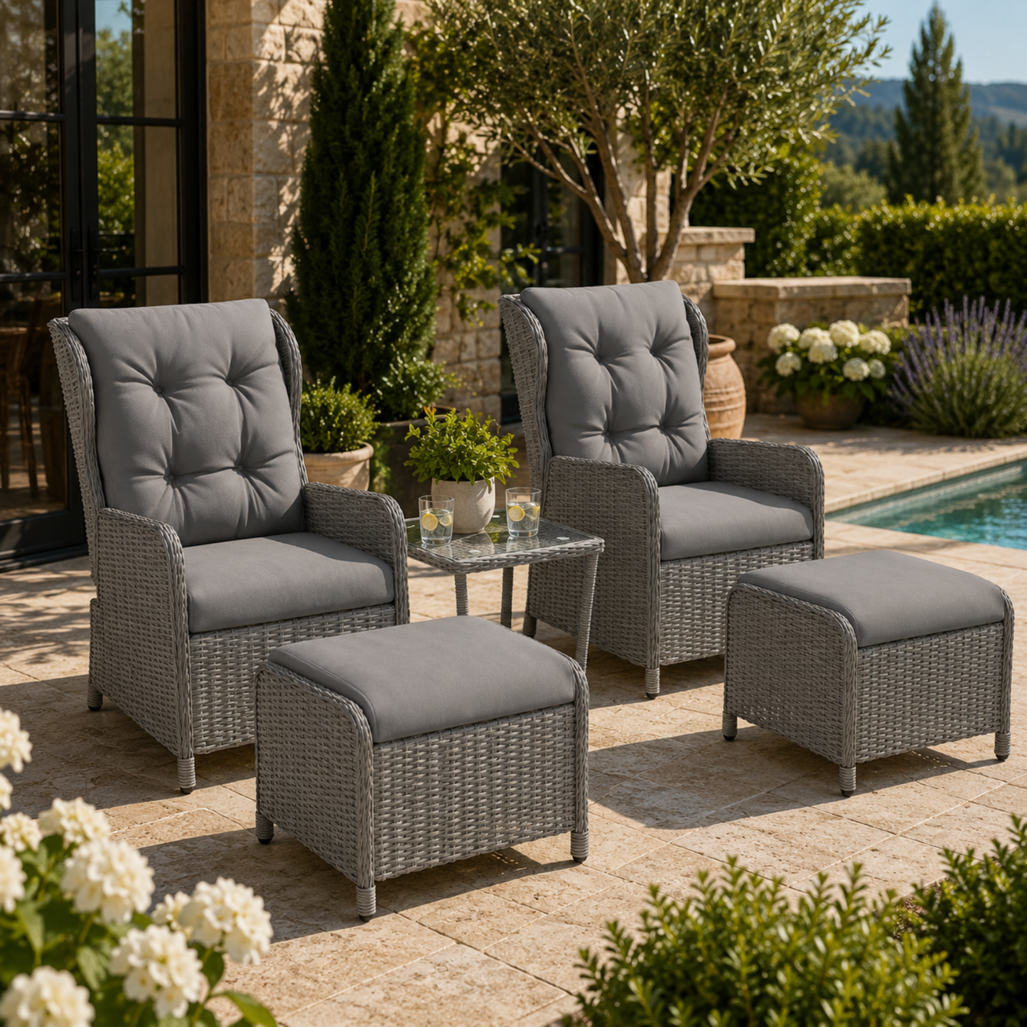 The Kensington 5-Piece Reclining Companion Set in Light Grey