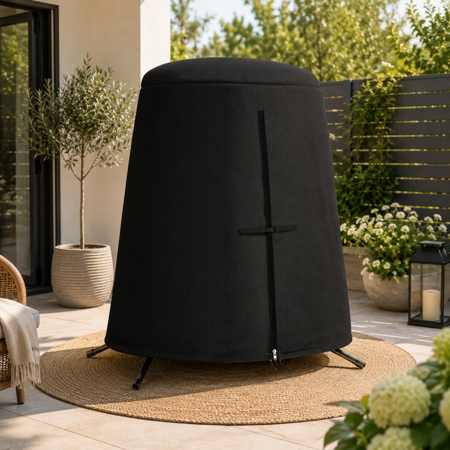 The Lusso Universal Double Egg Chair Cover in Midnight Black