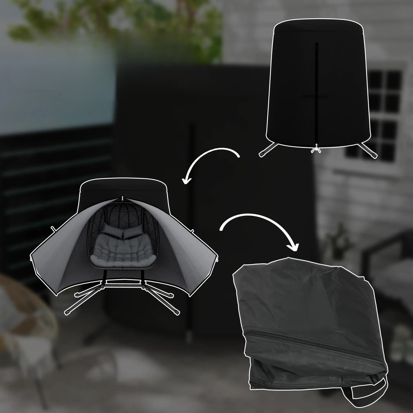 The Lusso Universal Double Egg Chair Cover in Midnight Black