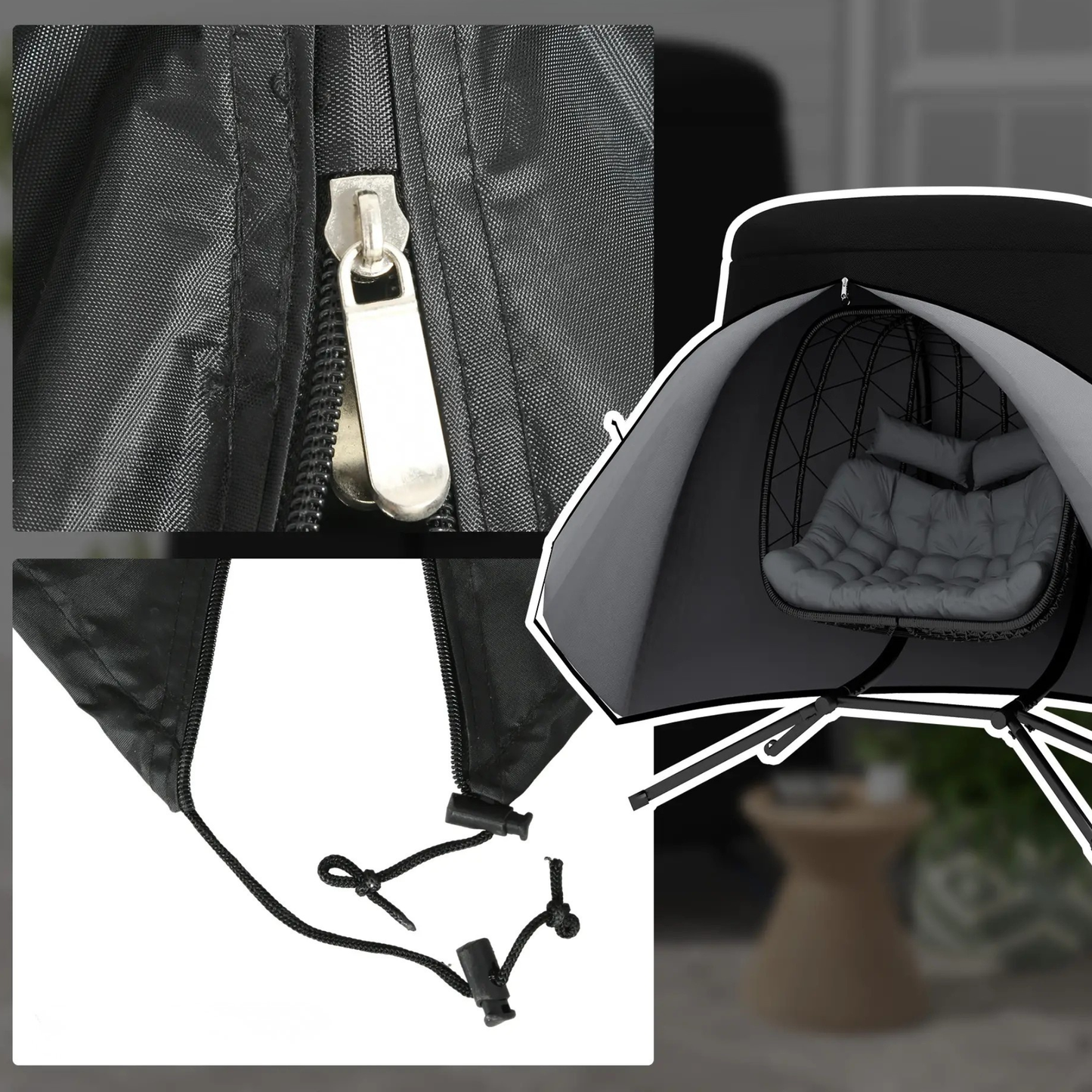 The Lusso Universal Double Egg Chair Cover in Midnight Black