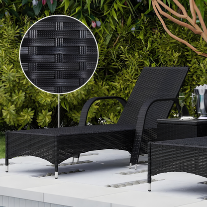 The Marbella 3-Piece Wheeled Sun Lounger Set in Midnight Black