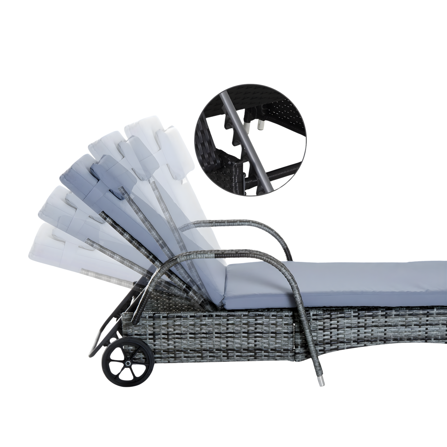 The Marbella 3-Piece Wheeled Sun Lounger Set in Mixed Grey