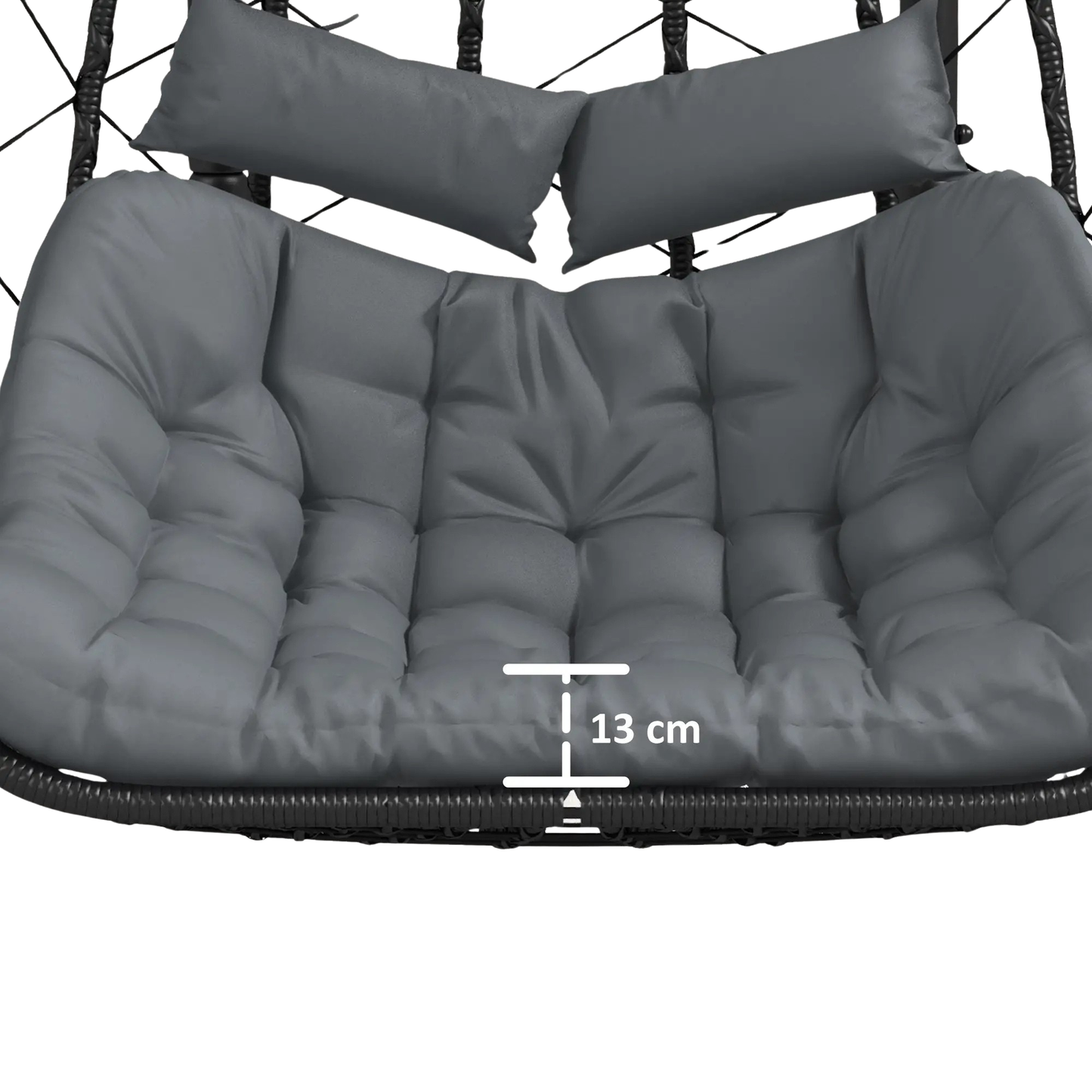 The Marbella Double Hanging Cocoon in Midnight Black & Slate Grey