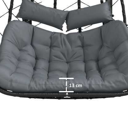 The Marbella Double Hanging Cocoon in Midnight Black & Slate Grey