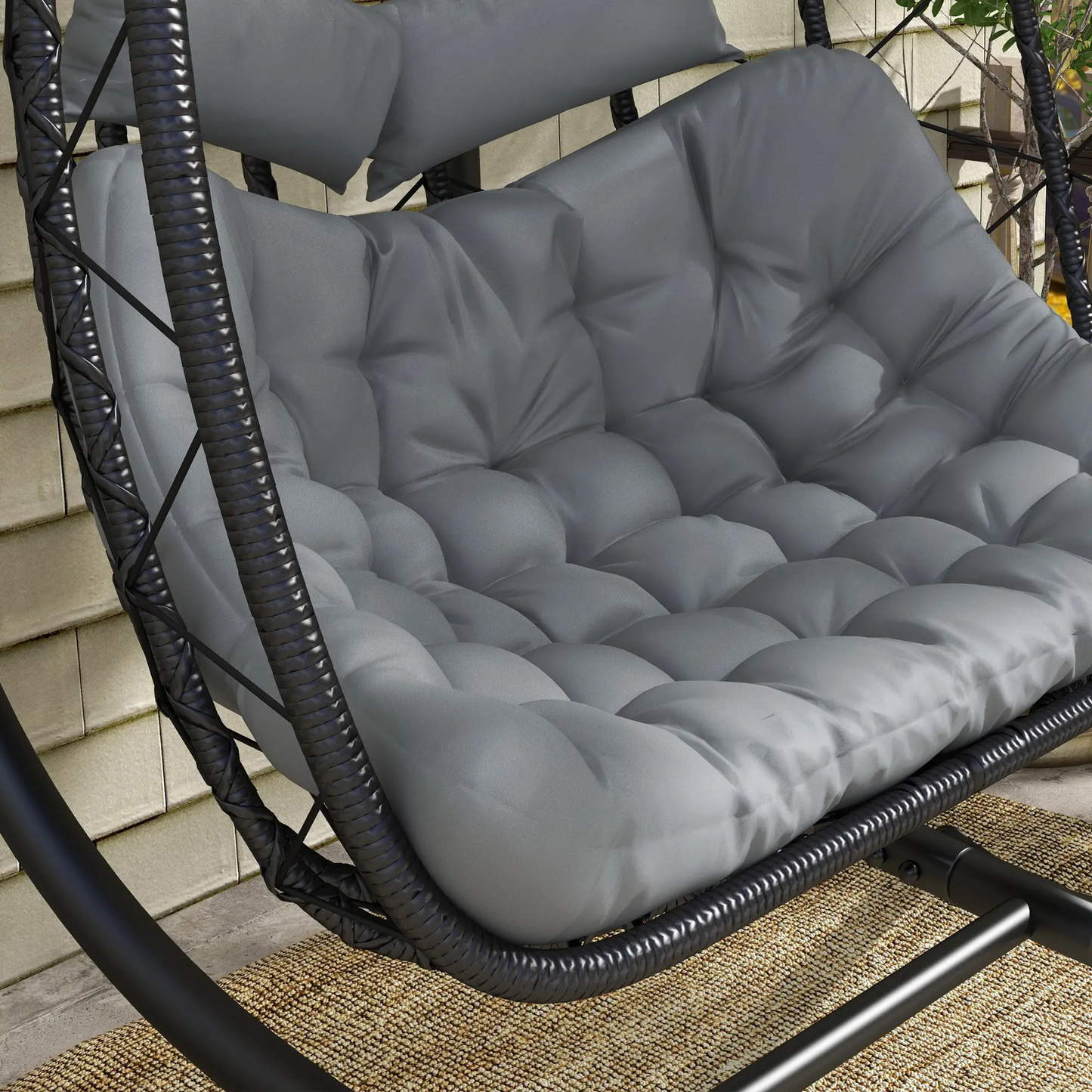 The Marbella Double Hanging Cocoon in Midnight Black & Slate Grey