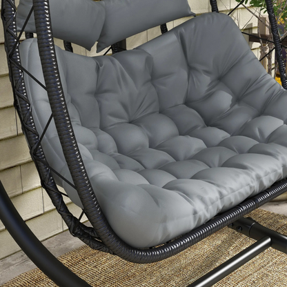The Marbella Double Hanging Cocoon in Midnight Black & Slate Grey