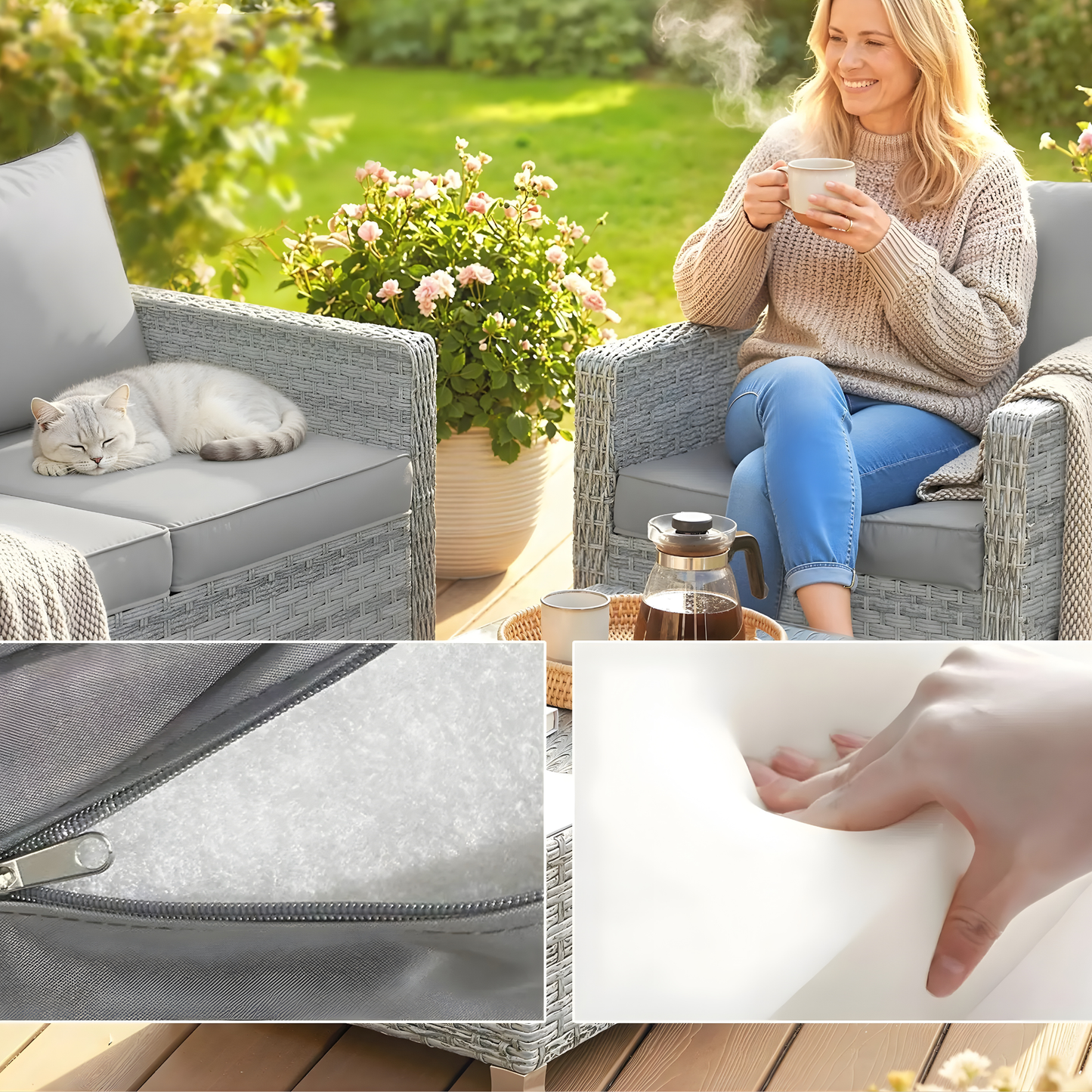 The Milan 4-Piece Conversation Set in Mixed Grey