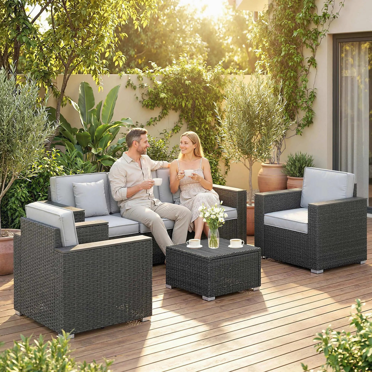The Milano 5-Seater Dark Grey Lounge Set