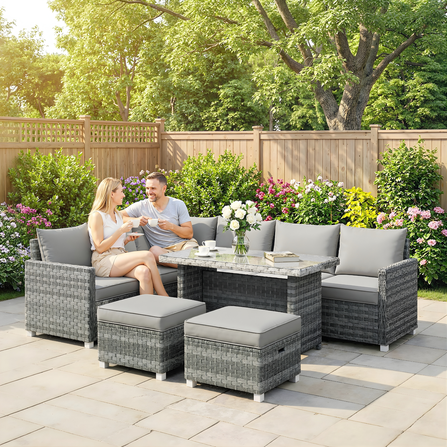 The Milano 6-Piece Corner Dining Set in Slate Grey