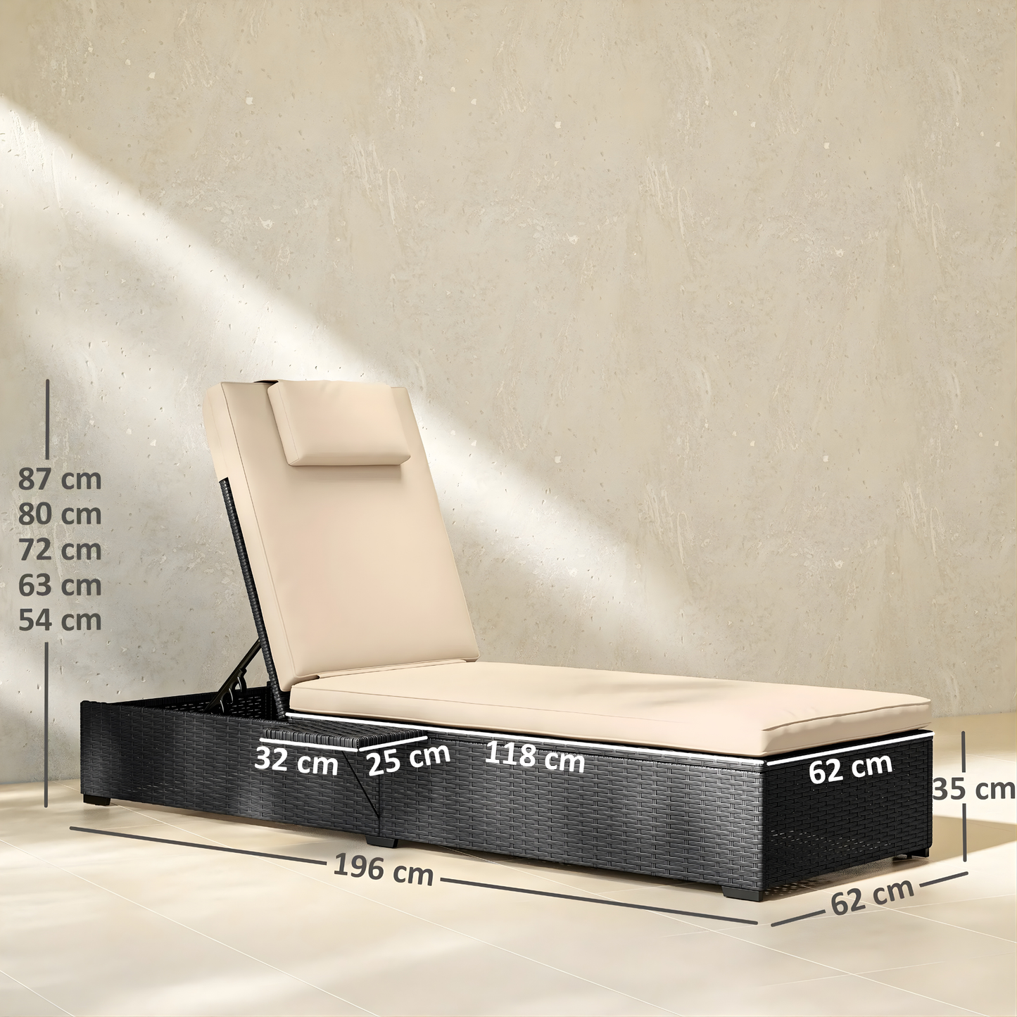 The Milano Stationary Sun Lounger with Integrated Tray