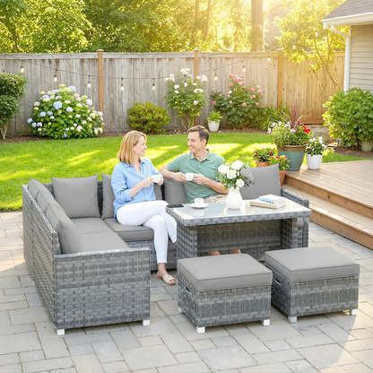 The Milano 6-Piece Corner Dining Set in Slate Grey