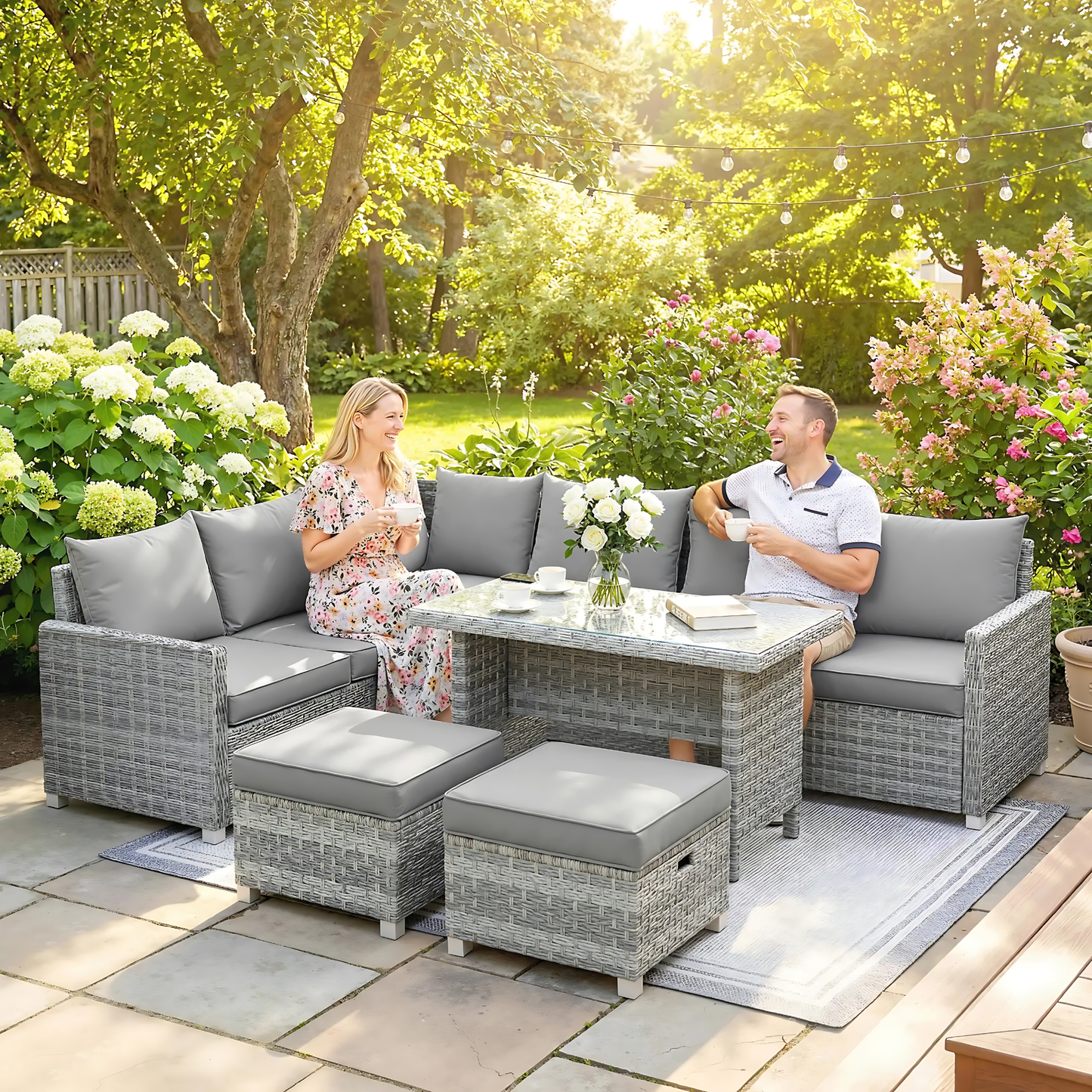 The Milano 6-Piece Corner Dining Set in Slate Grey