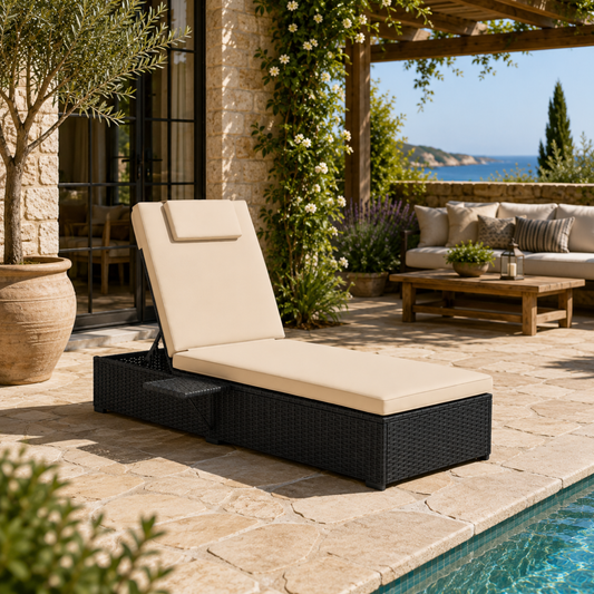 The Milano Stationary Sun Lounger with Integrated Tray