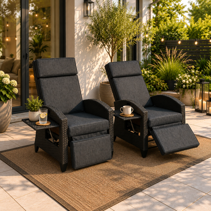 The Monaco 2-Piece Reclining Lounger Set in Espresso Brown & Slate Grey