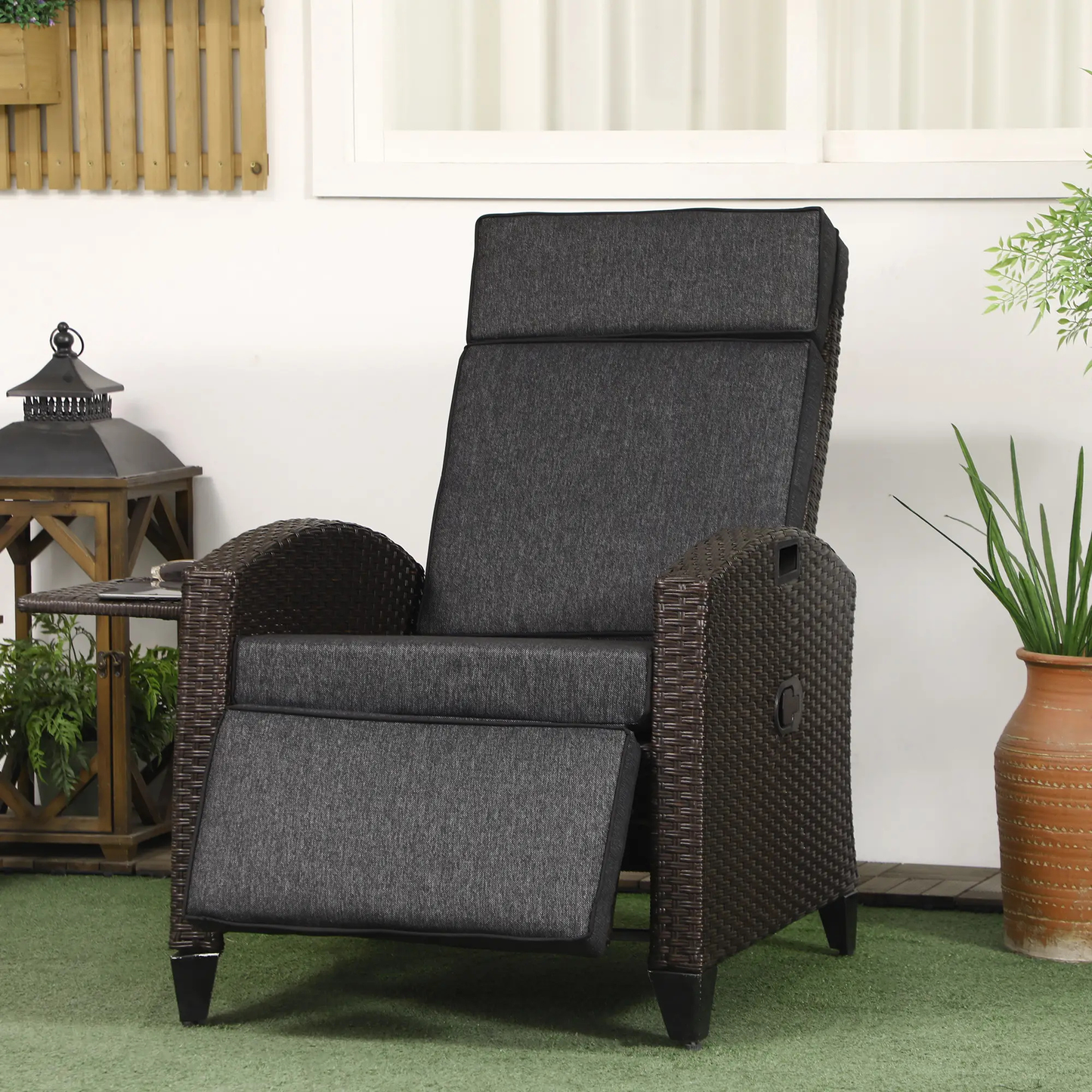 The Monaco 2-Piece Reclining Lounger Set in Espresso Brown & Slate Grey