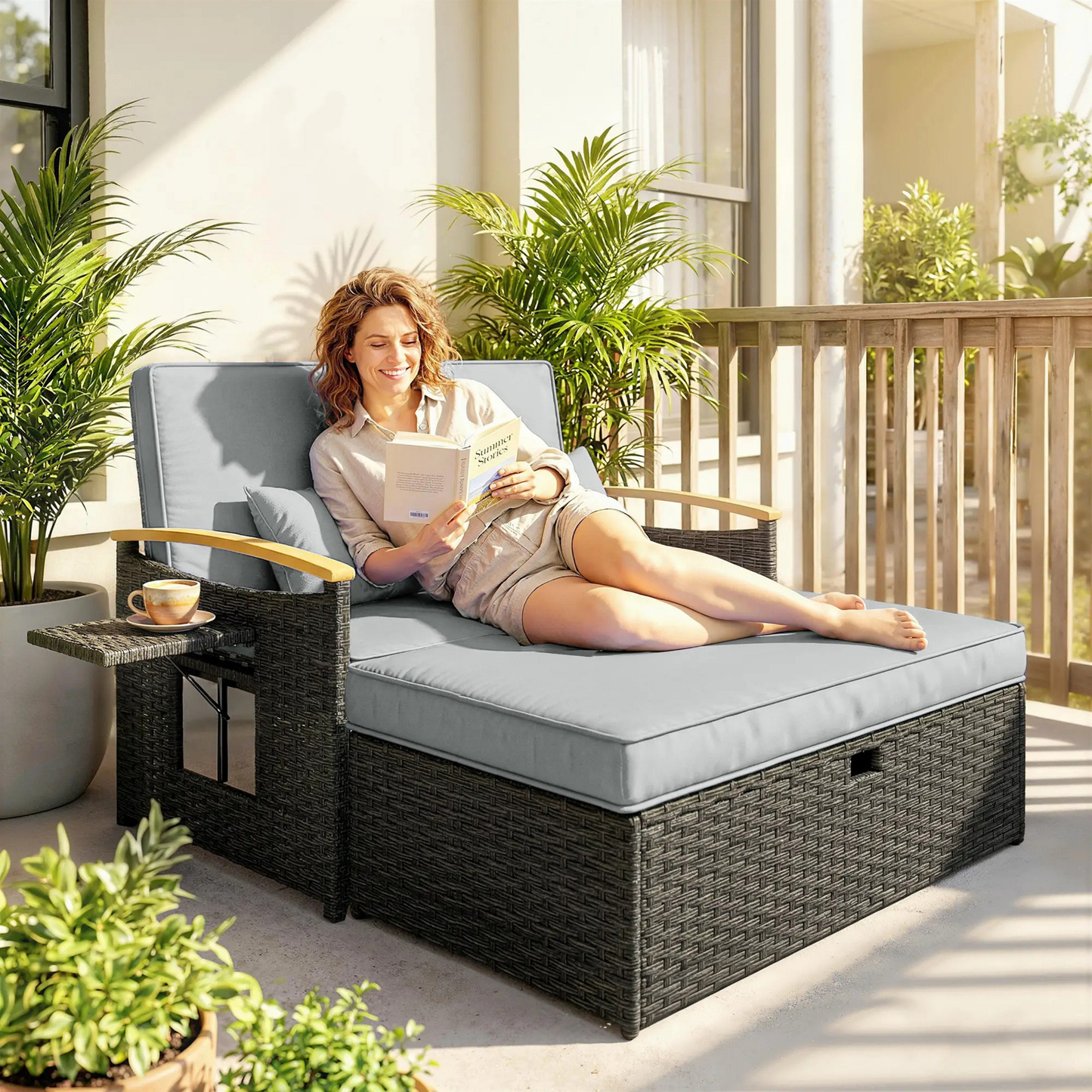 The Monaco 3-in-1 Convertible Rattan Storage Daybed