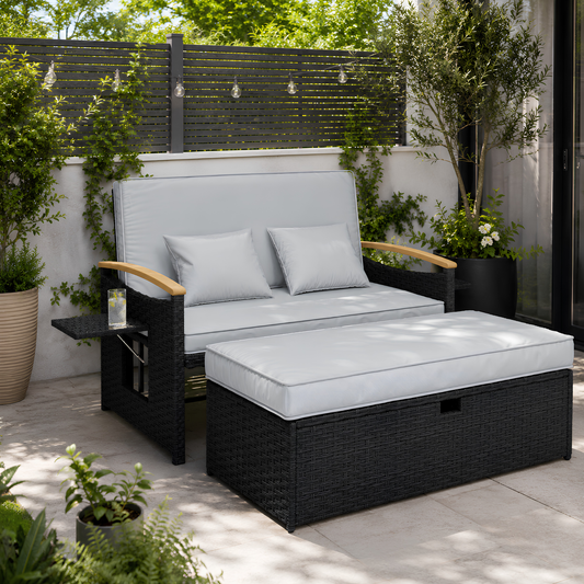 The Monaco 3-in-1 Convertible Rattan Storage Daybed