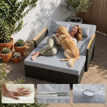 The Monaco 3-in-1 Convertible Rattan Storage Daybed