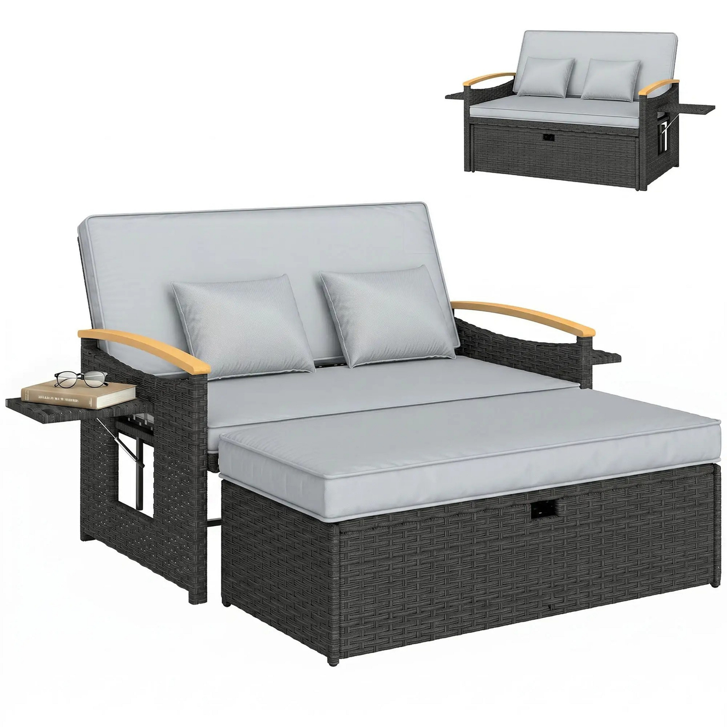 The Monaco 3-in-1 Convertible Rattan Storage Daybed