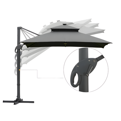 The Monaco 3m Square LED Cantilever Parasol in Charcoal Grey