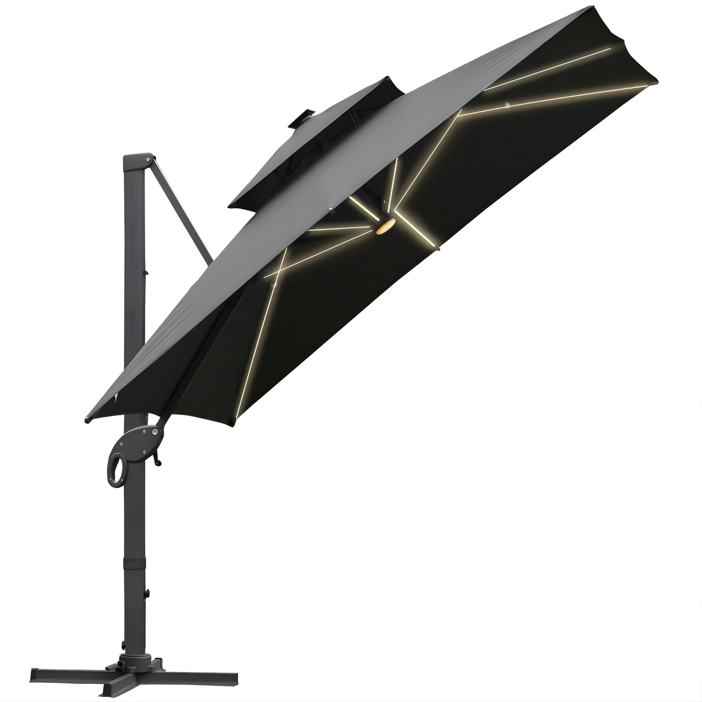The Monaco 3m Square LED Cantilever Parasol in Charcoal Grey