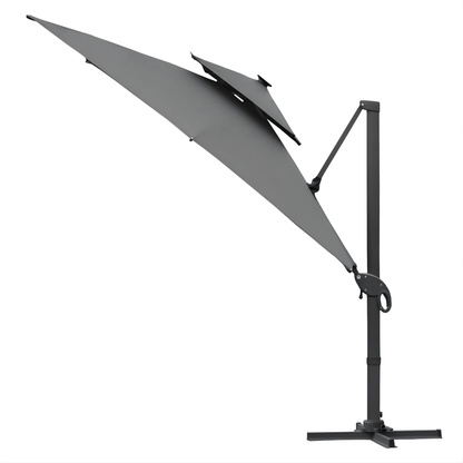 The Monaco 3m Square LED Cantilever Parasol in Charcoal Grey