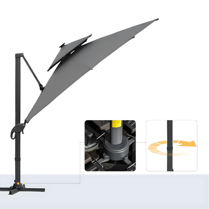 The Monaco 3m Square LED Cantilever Parasol in Charcoal Grey